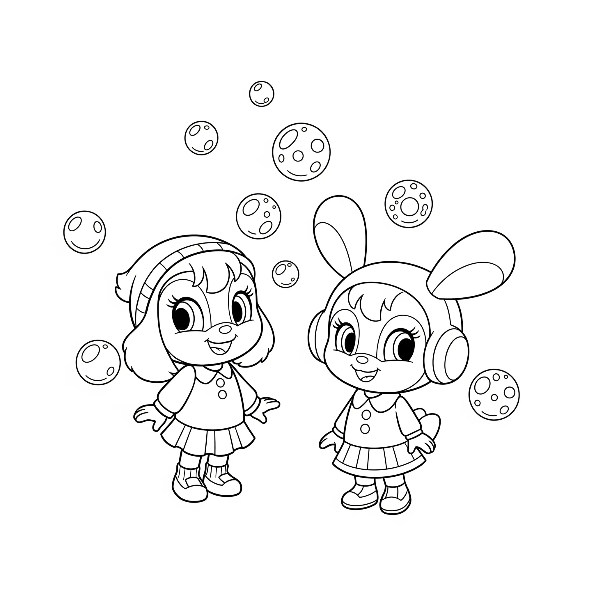 coloriage Deema et Nonny avec des bulles à imprimer pour enfant de 7 ans