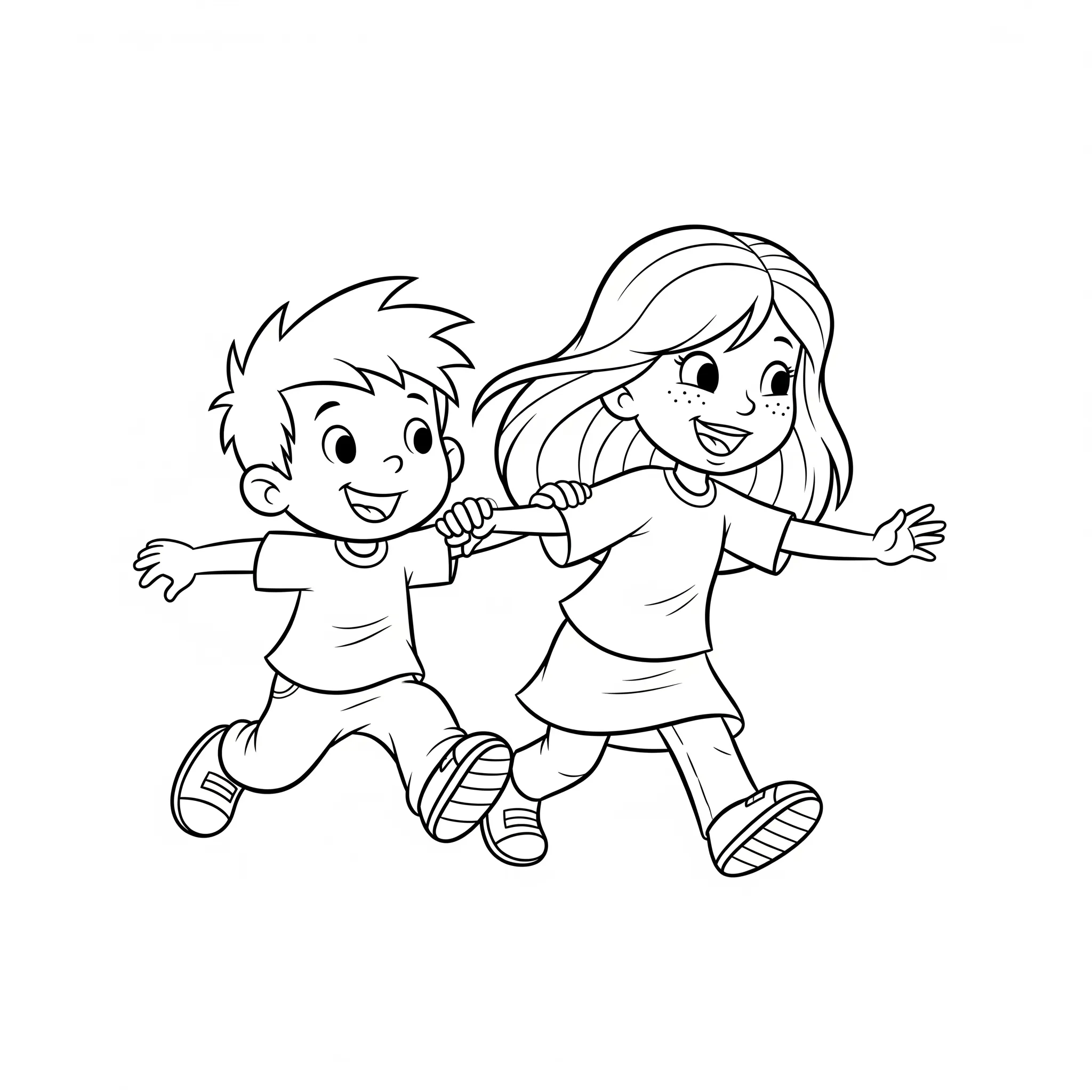 coloriage Dennis et Winnie qui jouent ensemble à imprimer kawaii