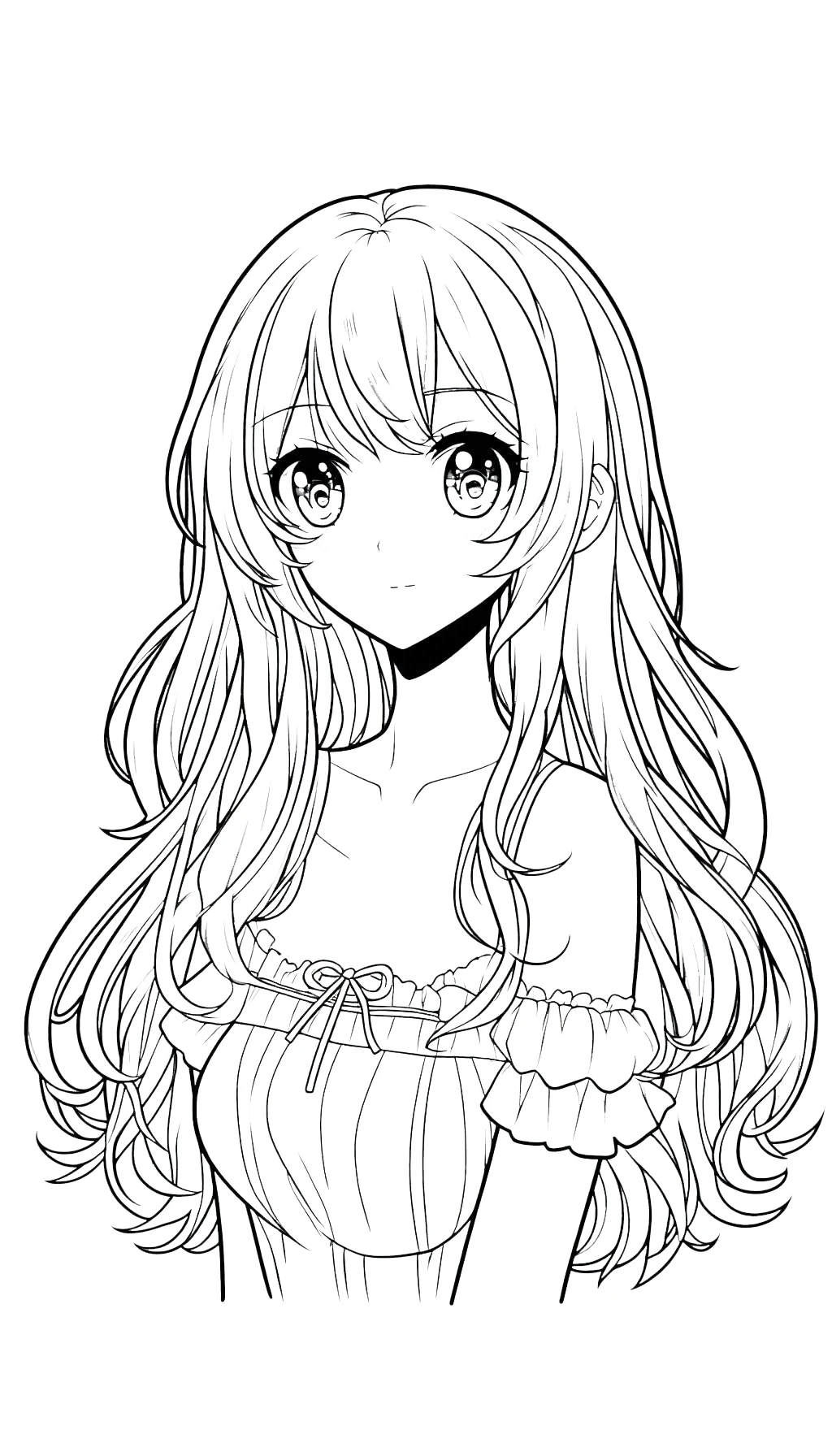 coloriage Fille Anime Aux Cheveux Longs à imprimer gratuitement pdf