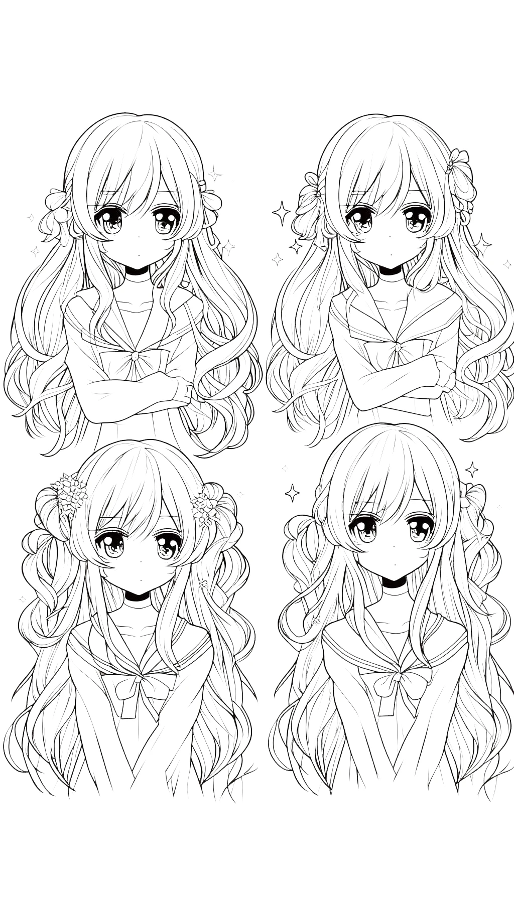 télécharger coloriage Fille Anime Aux Cheveux Longs gratuit