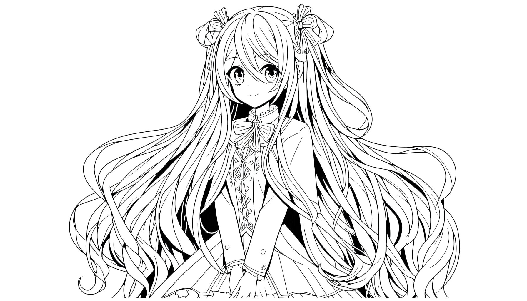 coloriage Fille Anime Aux Cheveux Longs gratuit 1