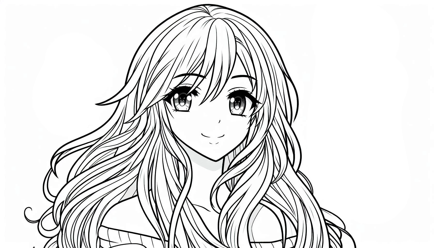 coloriage Fille Anime Aux Cheveux Longs pour enfant de 6 ans