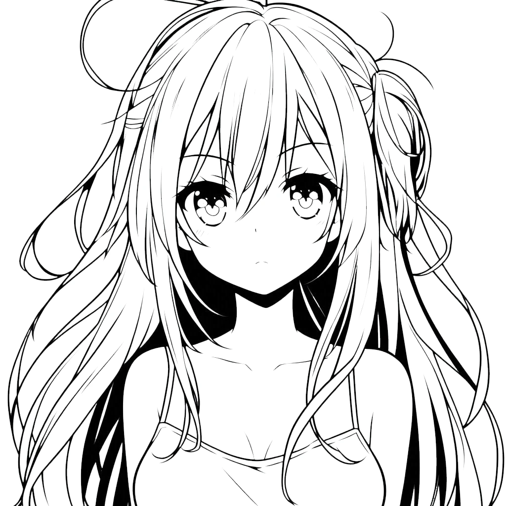 coloriage Fille Anime Aux Cheveux Longs pour enfant de 10 ans 1