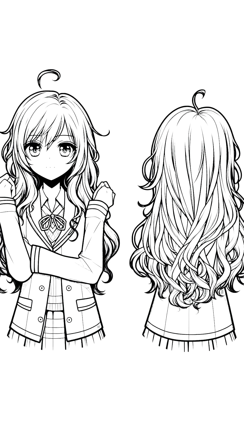 coloriage Fille Anime Aux Cheveux Longs à imprimer pour enfant de 9 ans