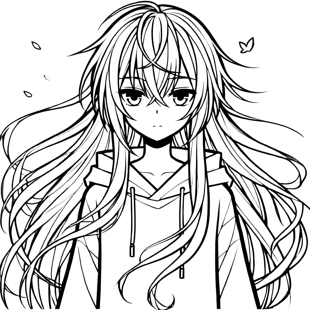 coloriage Fille Anime Aux Cheveux Longs en ligne