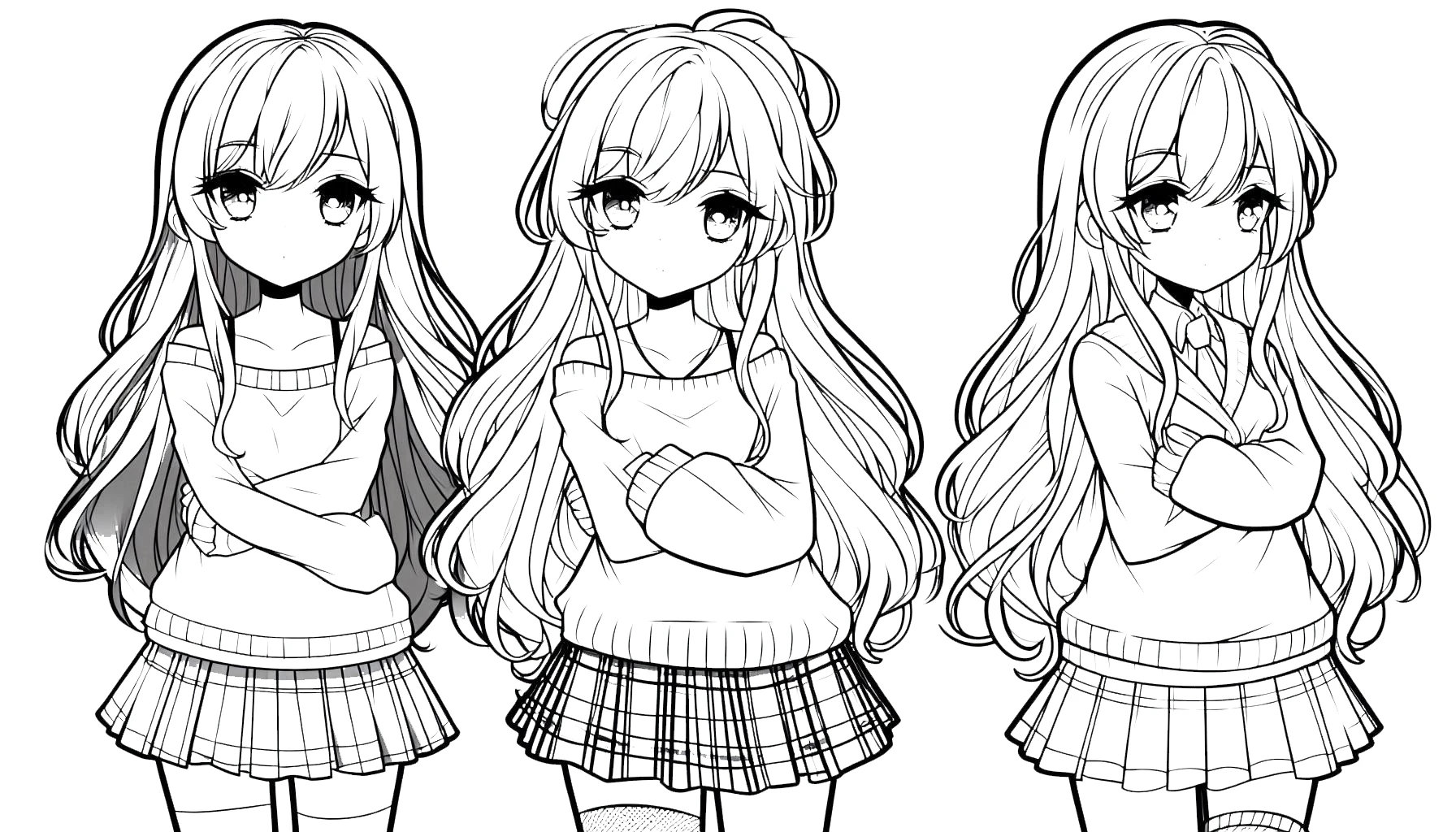 coloriage Fille Anime Aux Cheveux Longs de pour enfants