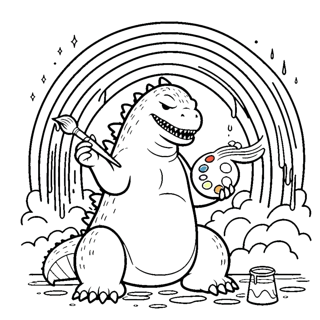 coloriage Godzilla pour enfants à imprimer