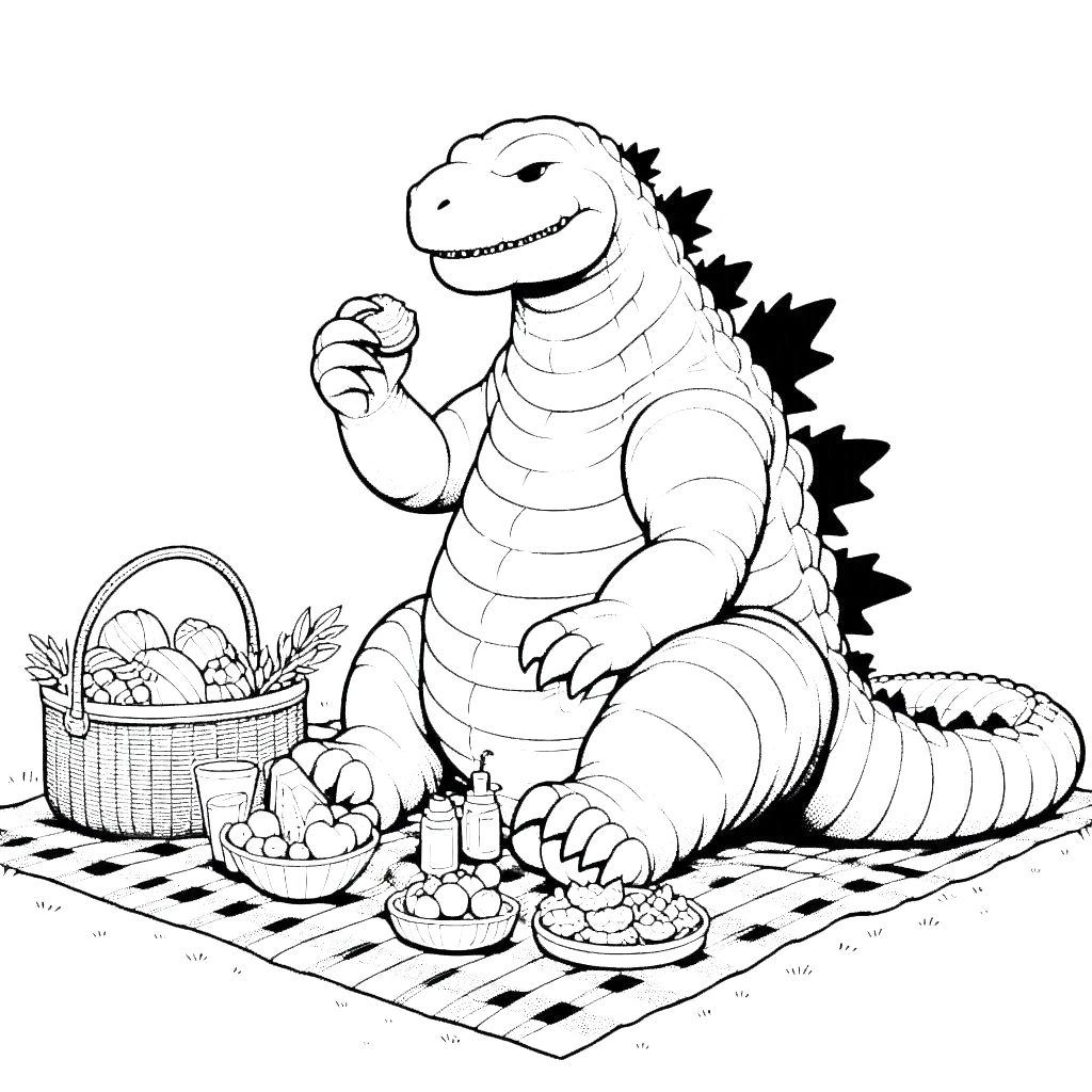 coloriage Godzilla à imprimer pour enfant de 10 ans