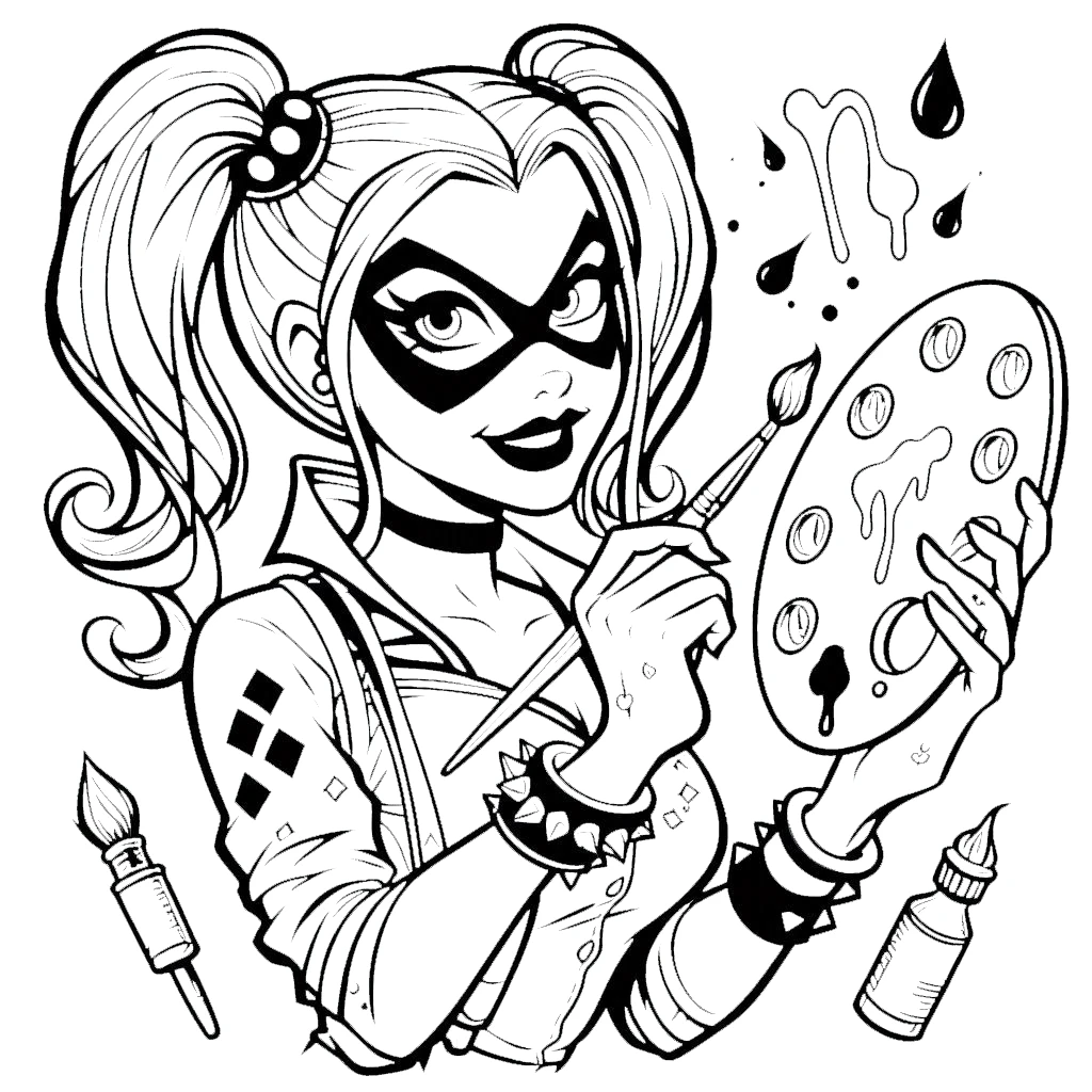 coloriage Harley Quinn à imprimer pour enfant de 2 ans