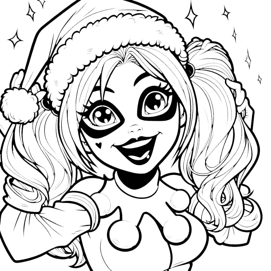 coloriage Harley Quinn à imprimer pour enfant de 4 ans