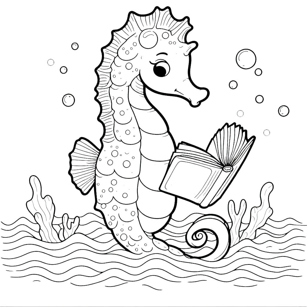 coloriage Hippocampe à imprimer pour enfant de 8 ans