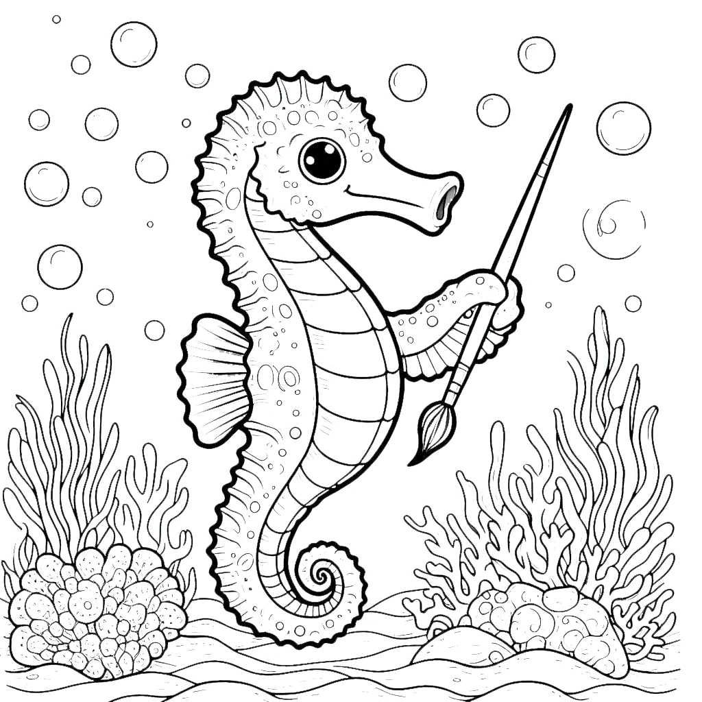 coloriage Hippocampe gratuit à imprimer