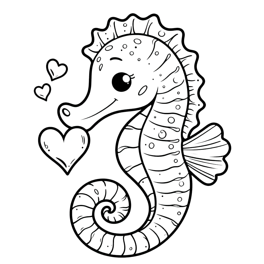 coloriage Hippocampe et découpage à imprimer