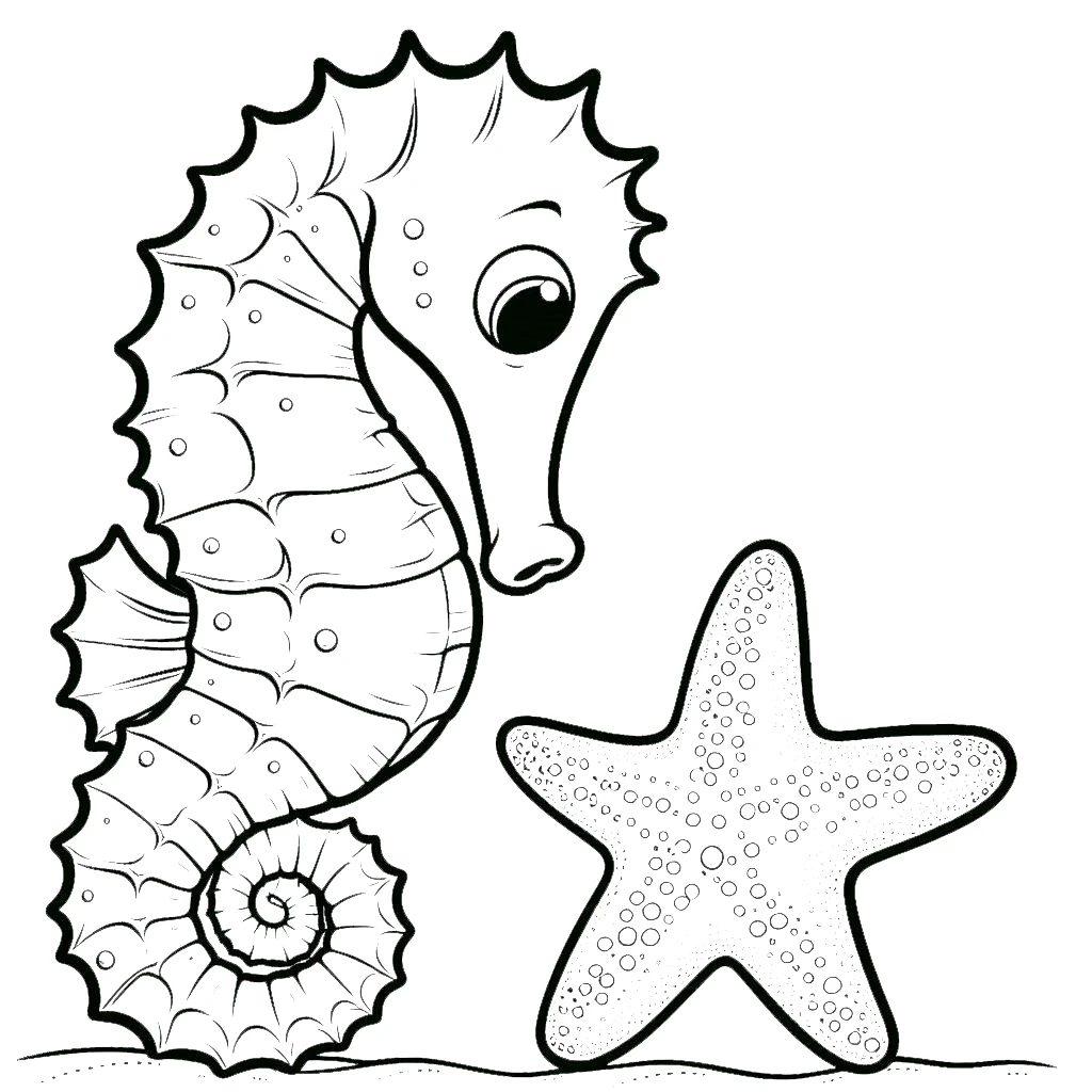 image de coloriage Hippocampe pour enfant