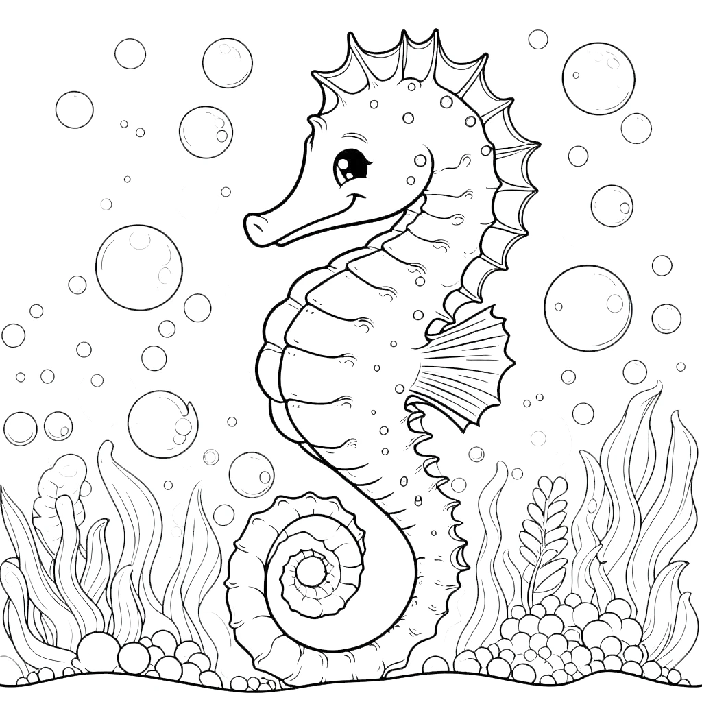 coloriage Hippocampe pour enfant de 7 ans