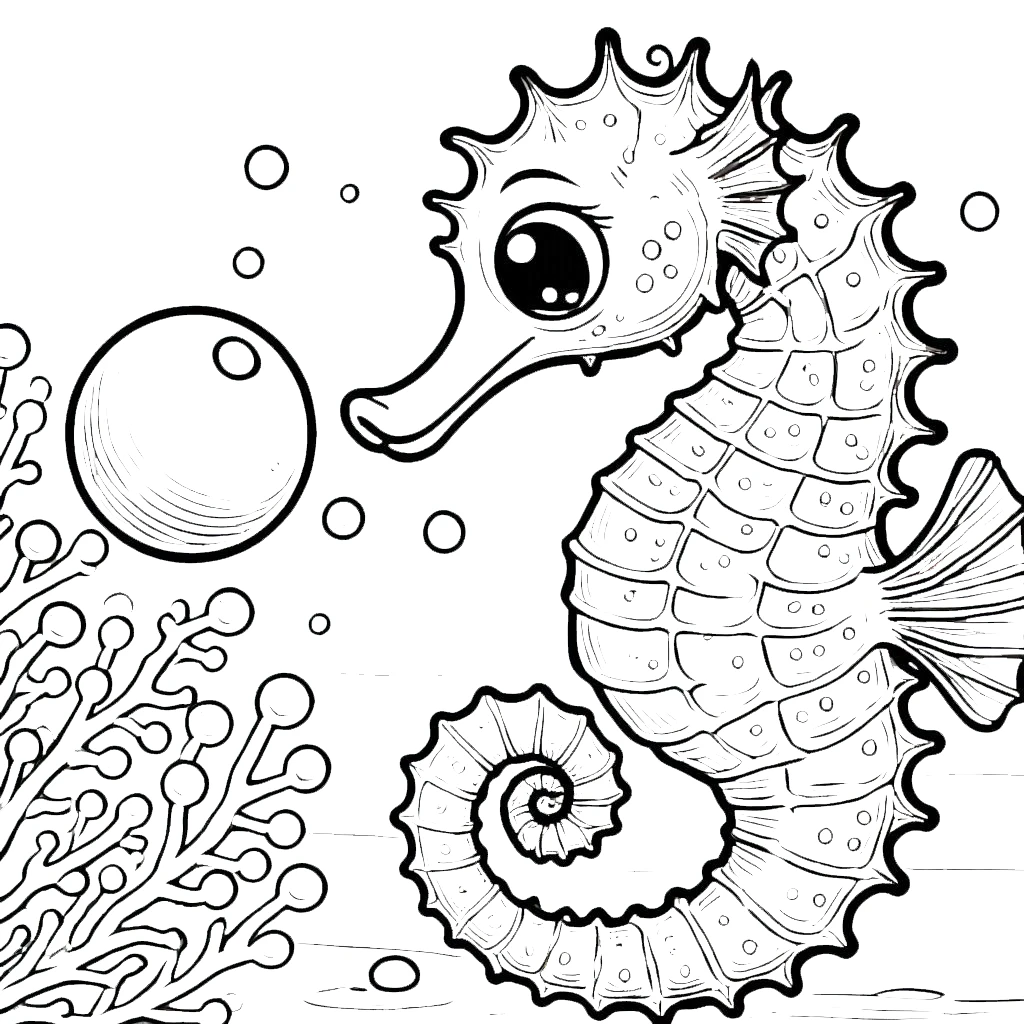 coloriage Hippocampe a colorier en ligne gratuitement