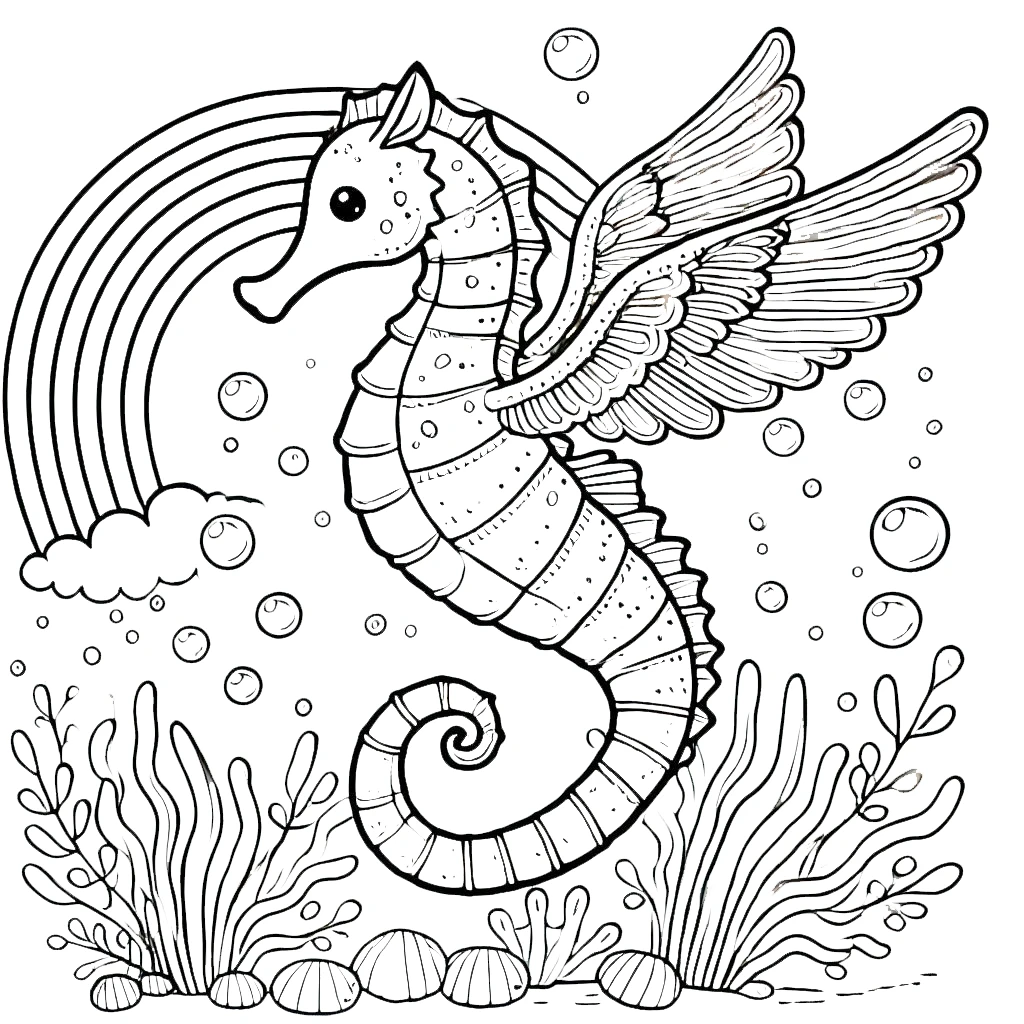 coloriage Hippocampe à imprimer pour enfant de 2 ans