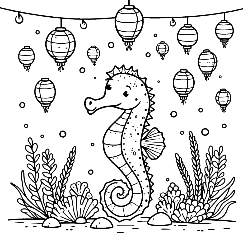 coloriage Hippocampe de pour enfants