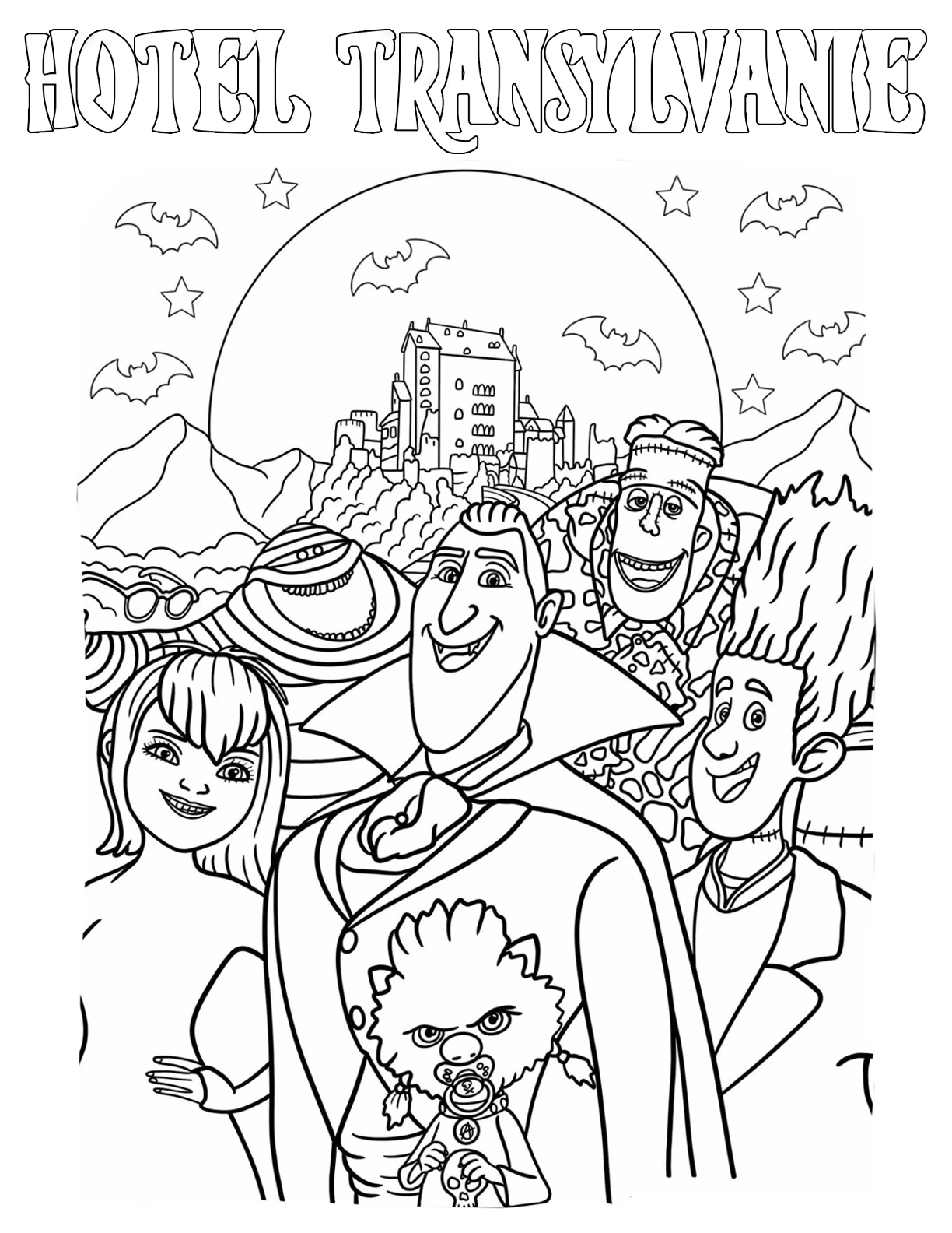 coloriage Hôtel Transylvanie à imprimer gratuitement 1