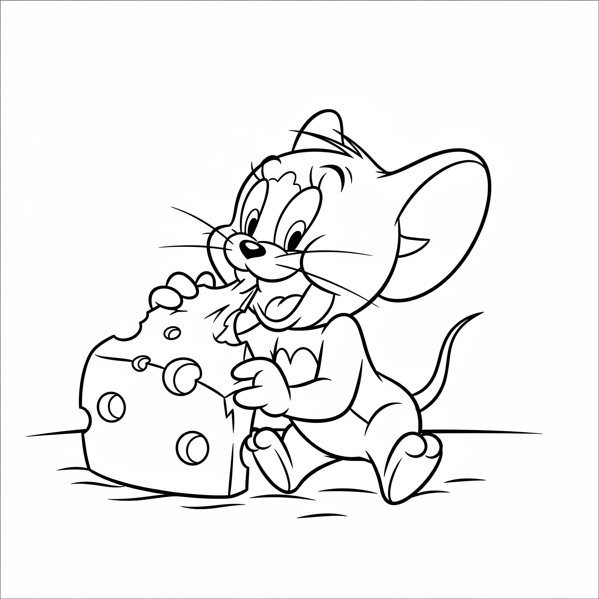coloriage Jerry mange du fromage pour enfant de 5 ans