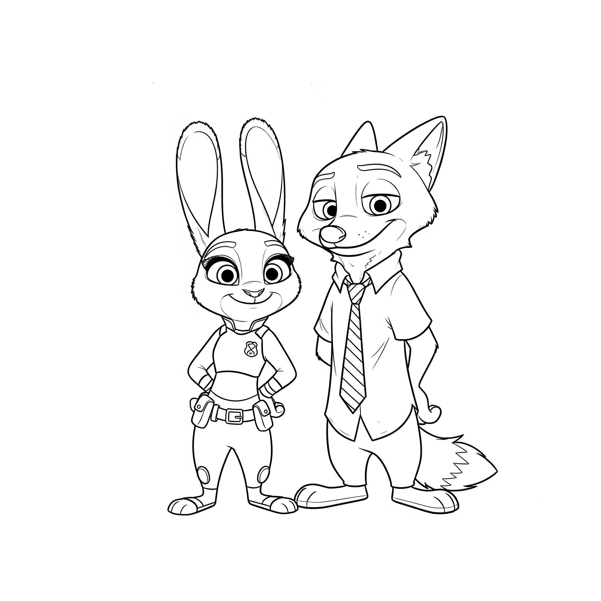 Skriv ut målarbild Judy och Nick sida vid sida gratis