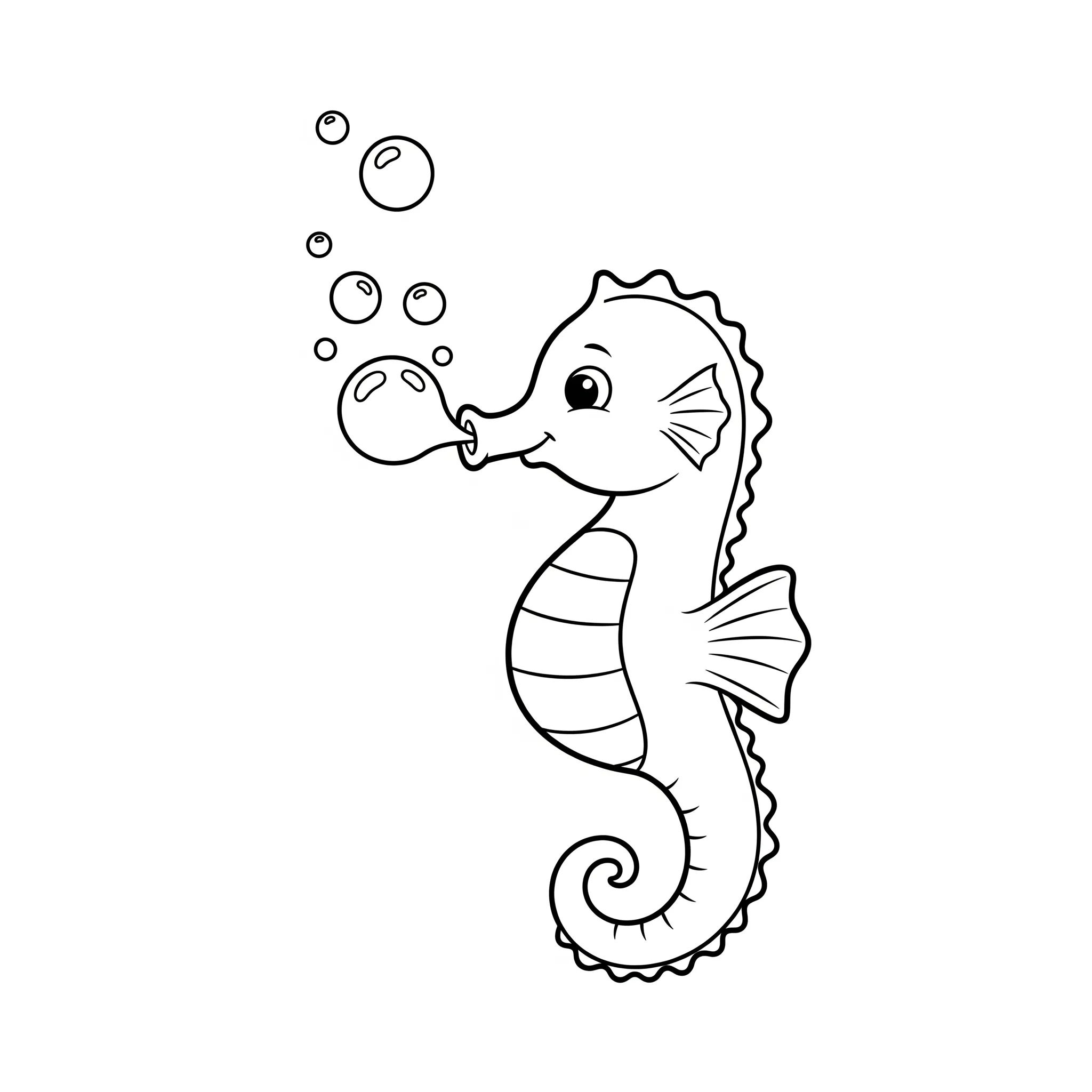 coloriage L’Hippocampe Bulle Joyeux à imprimer pour enfant de 3 ans