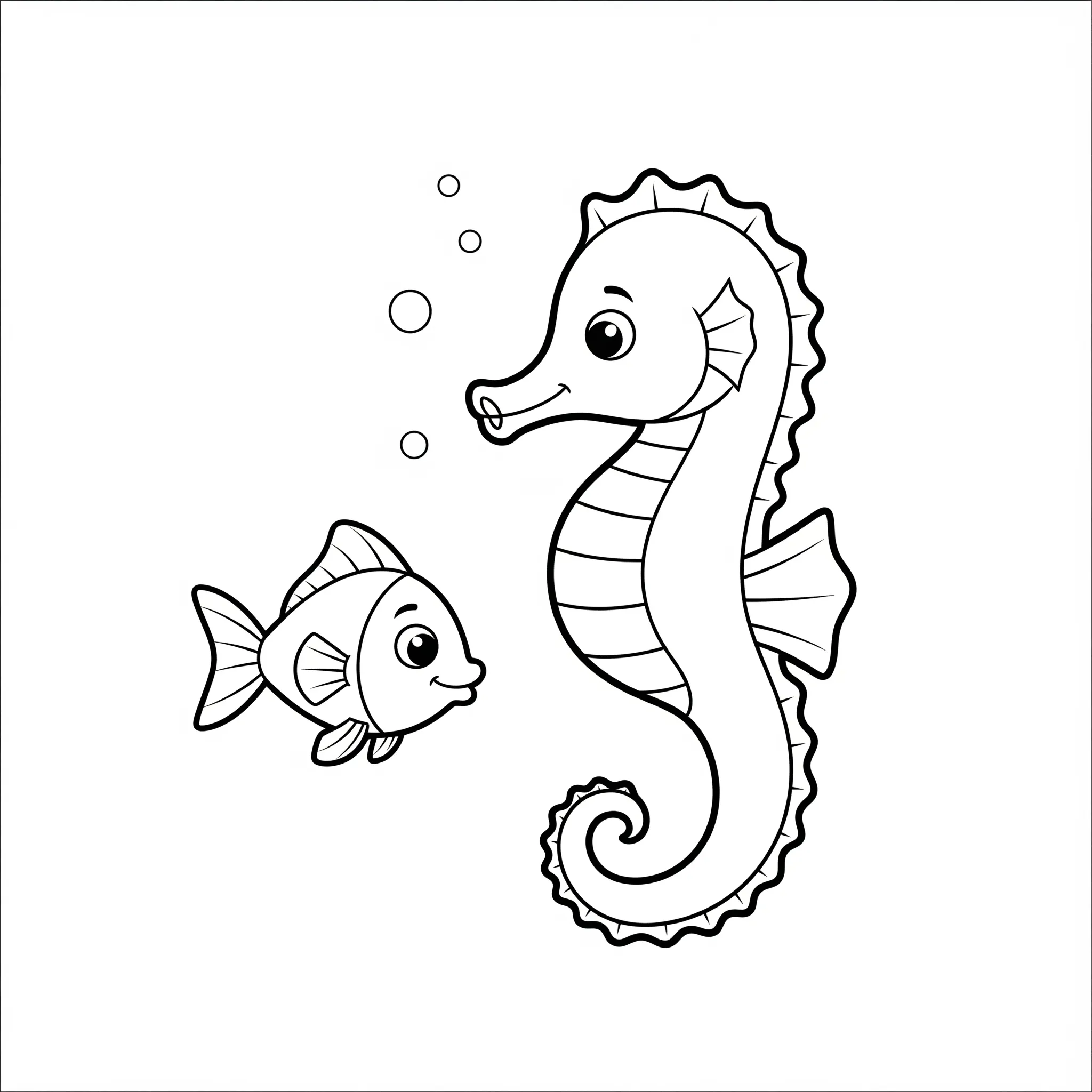 coloriage L’Hippocampe et Son Ami Poisson et apprentissage