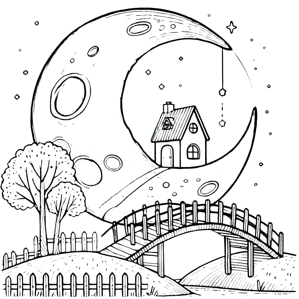 coloriage Lune à imprimer pour enfant de 4 ans 2