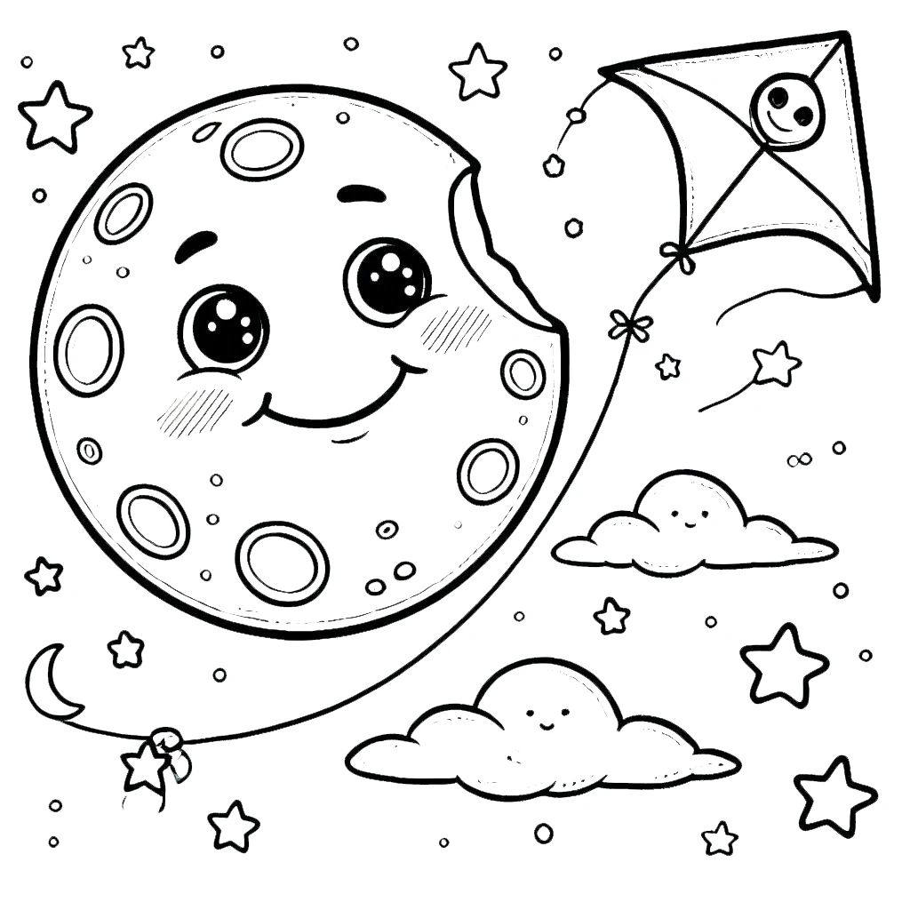 coloriage Lune à imprimer gratuitement 1