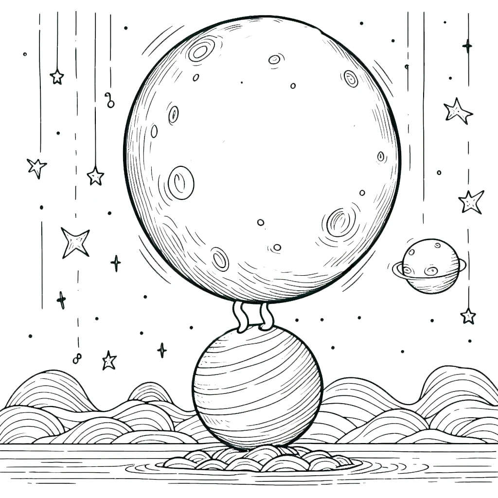 coloriage Lune à imprimer pour enfant de 4 ans 3