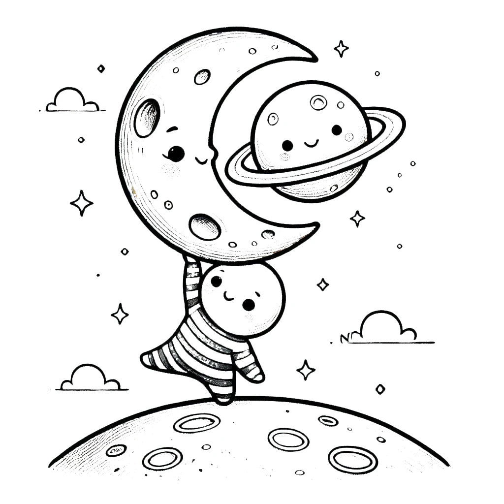 coloriage Lune à imprimer pour enfants 1