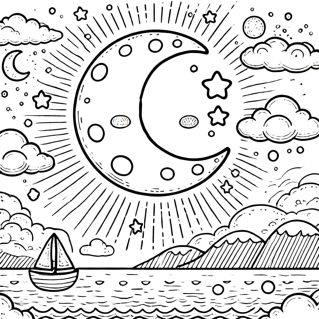 coloriage Lune à imprimer pour enfant de 4 ans