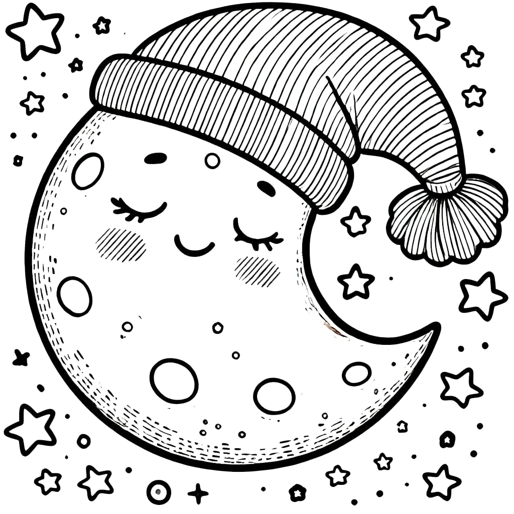 coloriage Lune pour enfants a imprimer gratuit