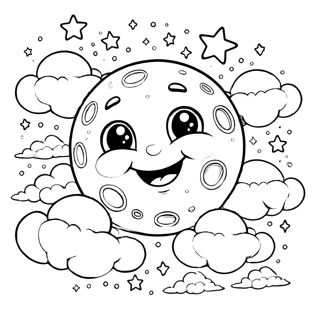 coloriage Lune à imprimer pour enfant de 4 ans 1