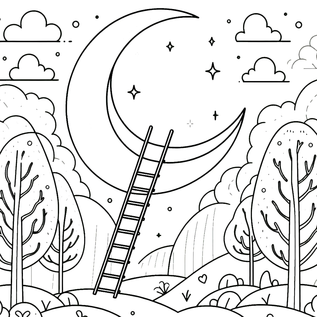 coloriage Lune à imprimer pour enfant de 8 ans