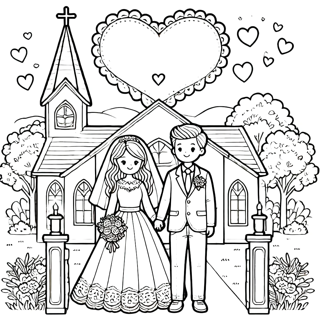 coloriage Mariage pour enfant à imprimer 1