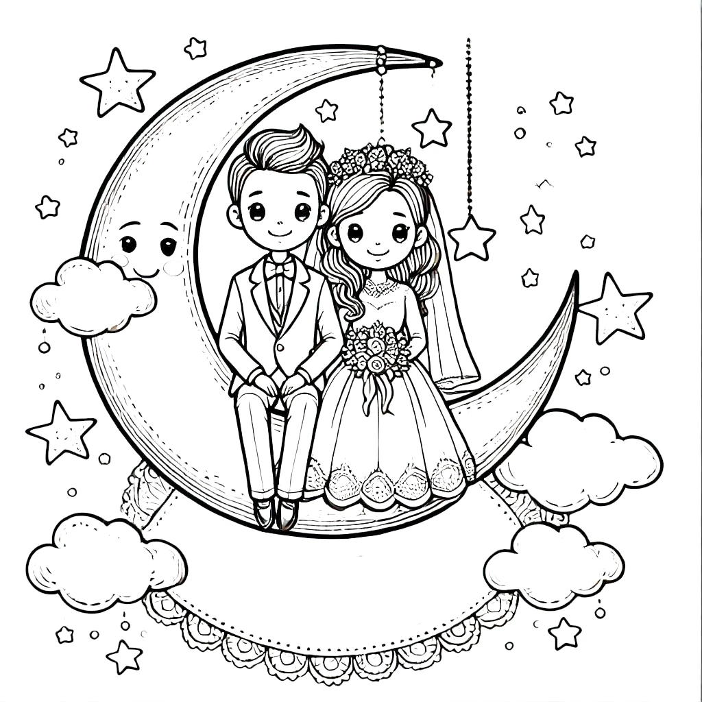 coloriage Mariage à imprimer pour enfant de 6 ans