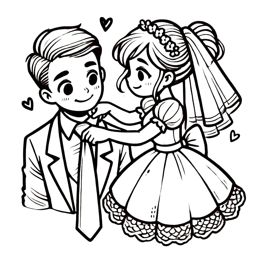 image de coloriage Mariage pour enfant