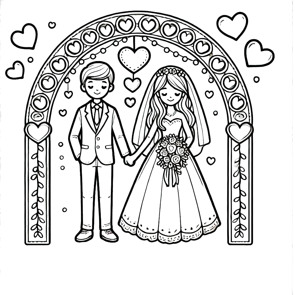 coloriage Mariage educatif pour enfant