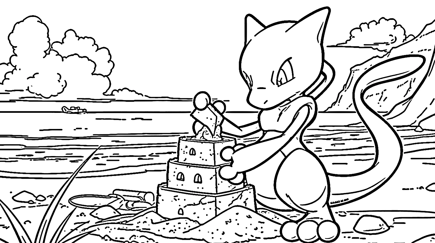 coloriage Mewtwo à imprimer pour enfant de 7 ans