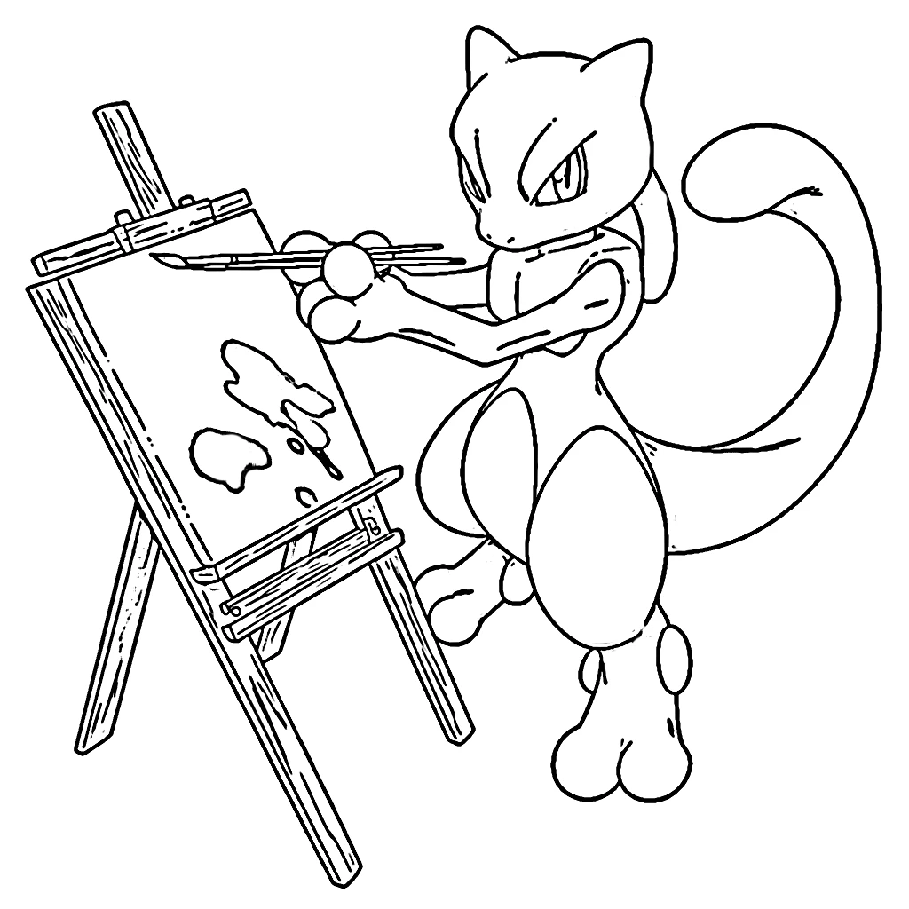 coloriage Mewtwo à imprimer pour enfants 2