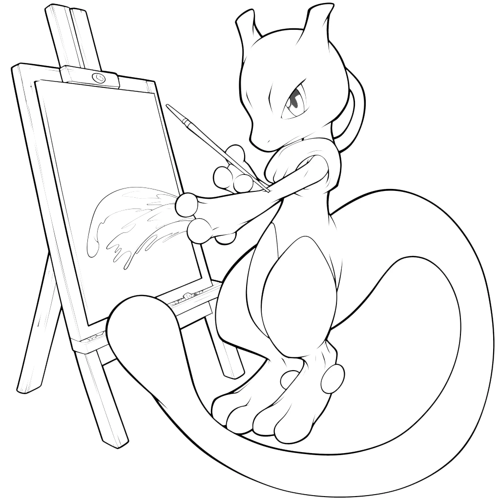 coloriage Mewtwo pour primaire