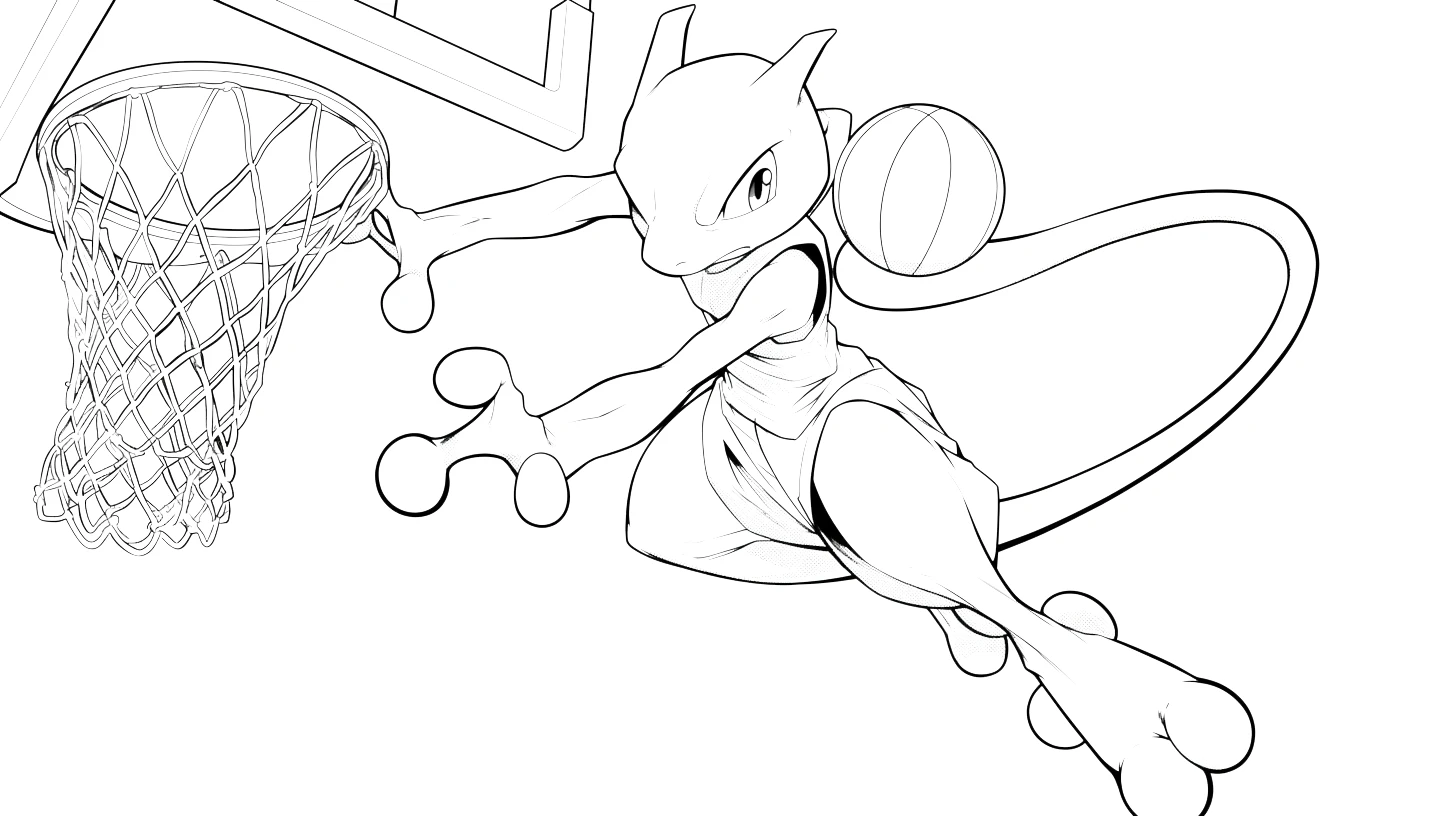 coloriage Mewtwo à imprimer pour enfant de 2 ans