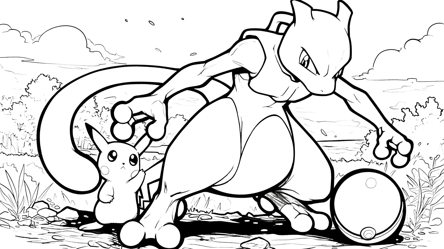 coloriage Mewtwo à imprimer pdf gratuit 1