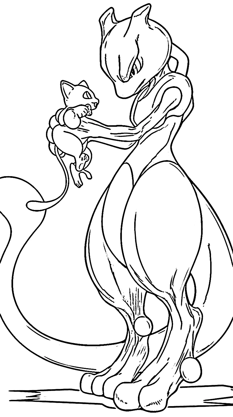 coloriage Mewtwo a colorier en ligne gratuitement 1