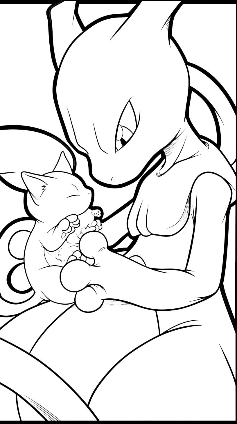 coloriage Mewtwo pour enfant de 2 ans