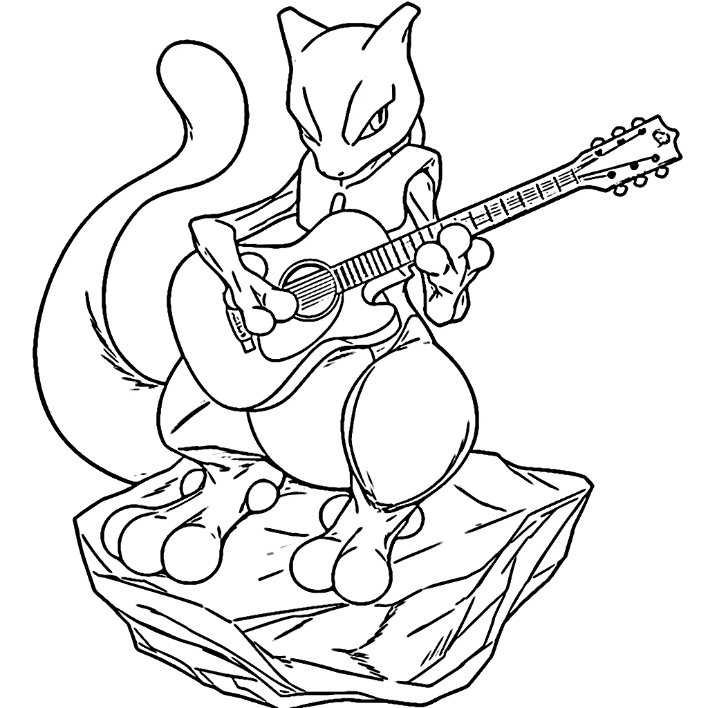 coloriage Mewtwo à imprimer pdf 1