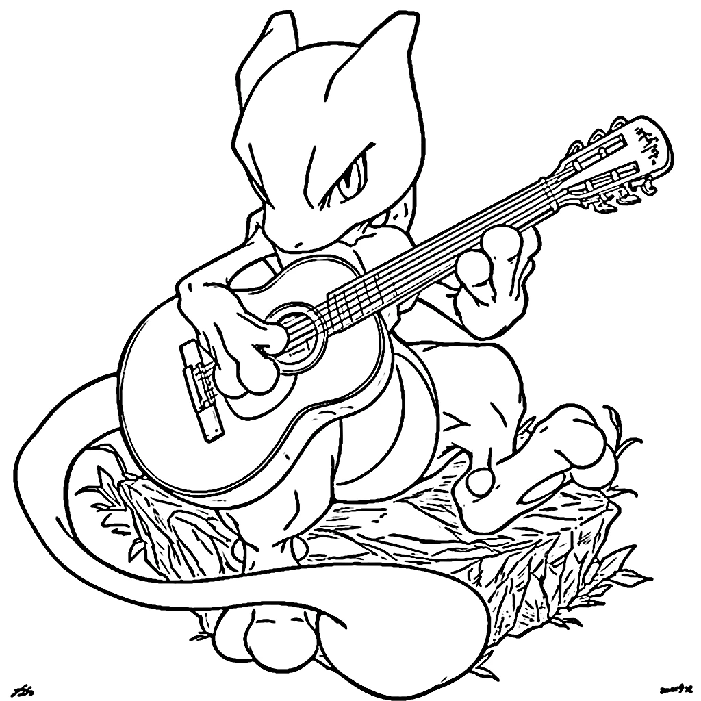 coloriage Mewtwo gratuit pour enfants 2