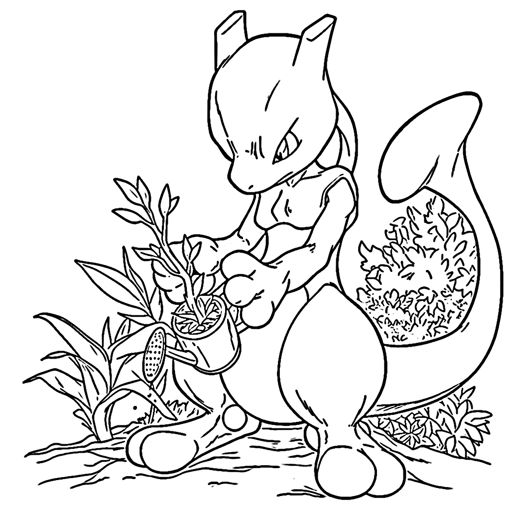 coloriage Mewtwo pour enfant de 10 ans 1