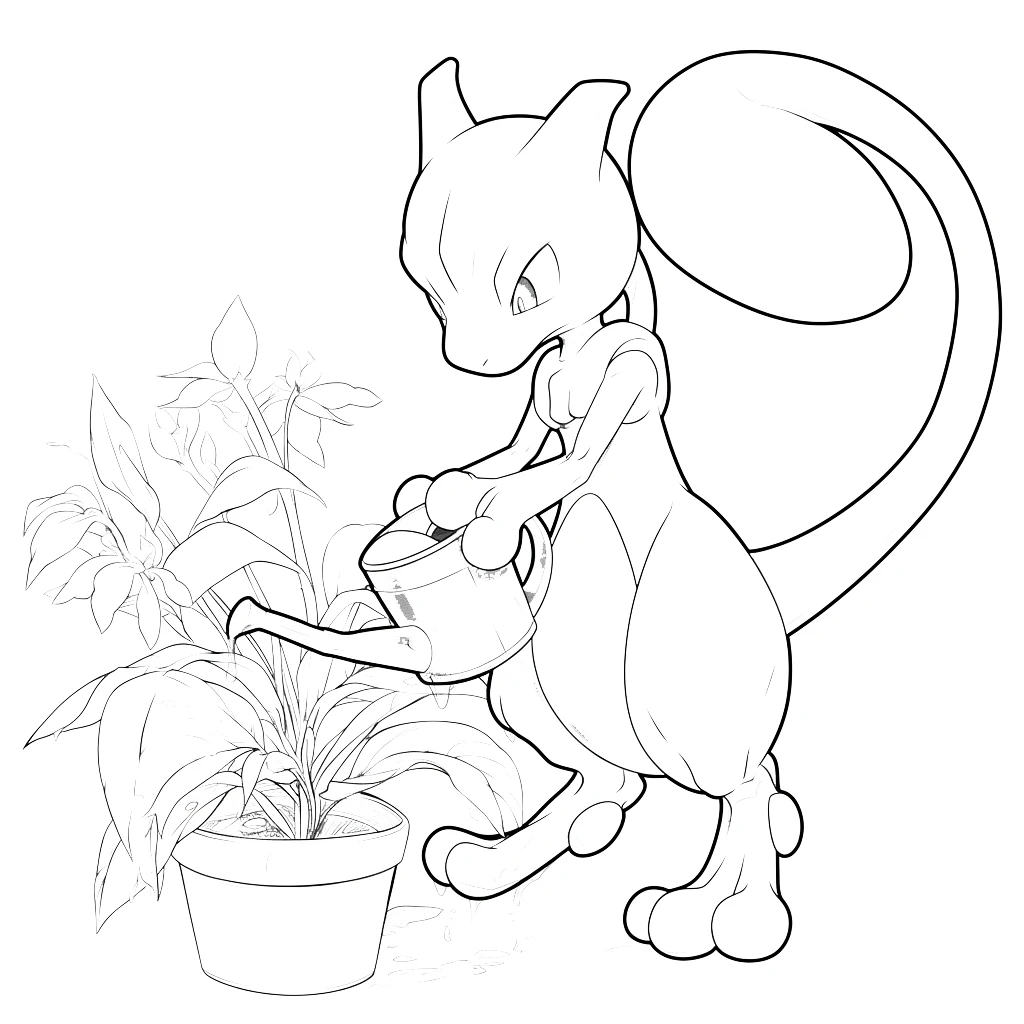 coloriage Mewtwo à imprimer kawaii 2